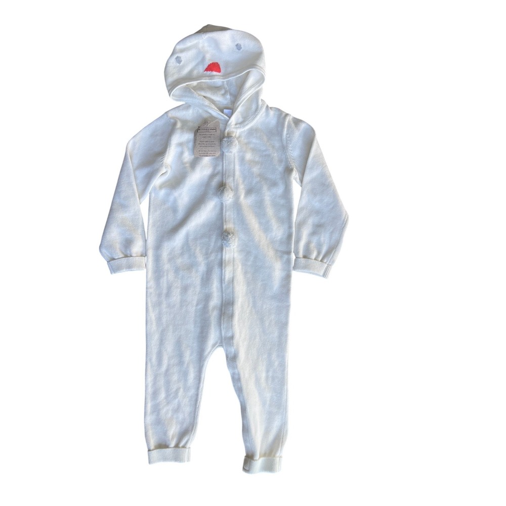 The Little White Company Snowman Knitted Romper Kids 1.5-2Y Ivory Organic Cotton